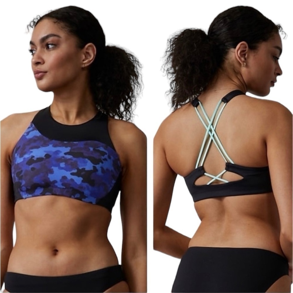 Athleta | Freestyle Camo High Neck Bikini Top Size Small NWT
